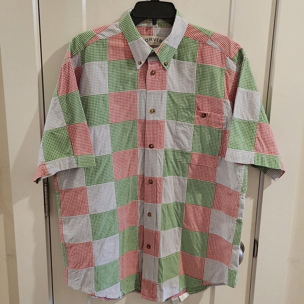 Orvis Patchwork Gingham Button-Down Short-Sleeve … - image 1